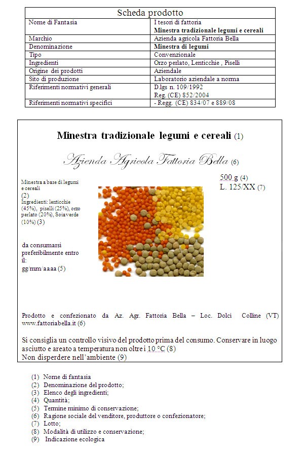 Etichetta Minestra di legumi