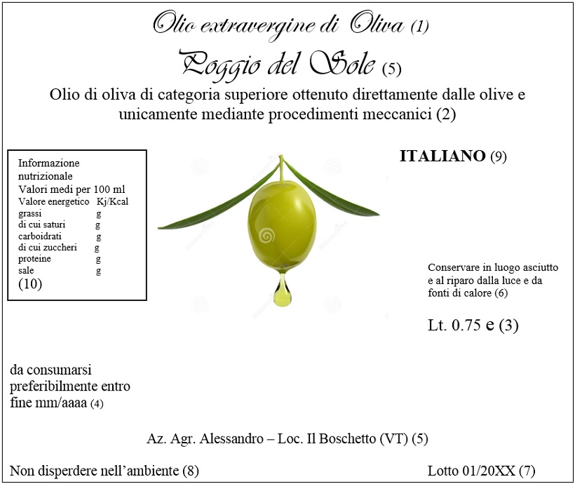 olio extra vergine di oliva legislazione