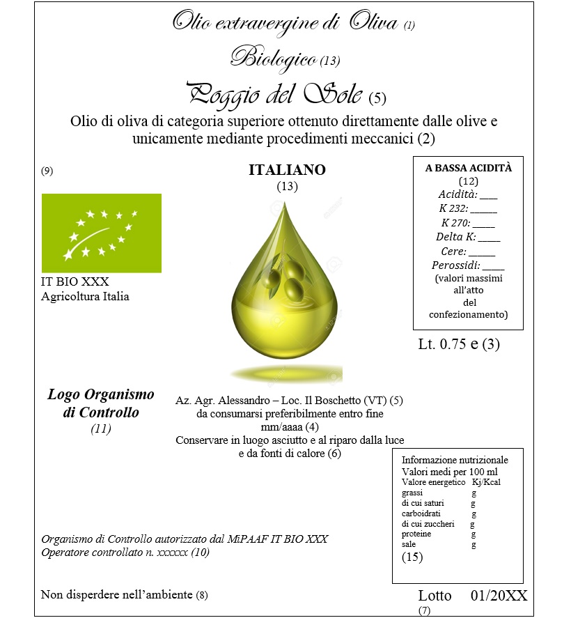 olio extra vergine di oliva biologico normativa leggi