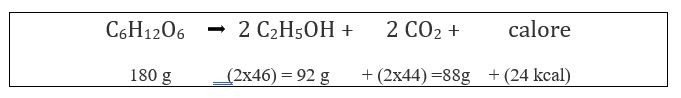 fermentazione alcolica formula reazione