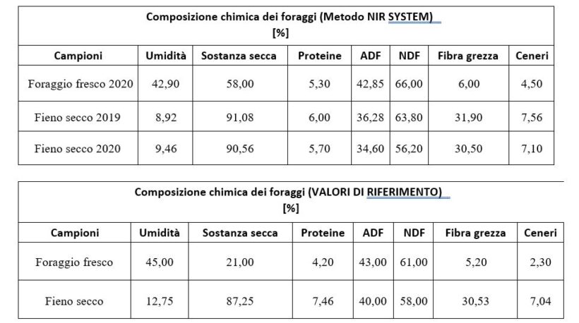 Composizione chimico-nutrizionale di foraggi freschi ed essiccati 