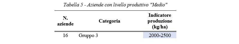 Livello produttivo azienda