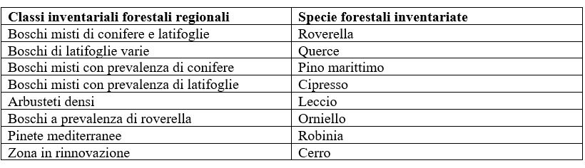 Principali specie forestali presenti