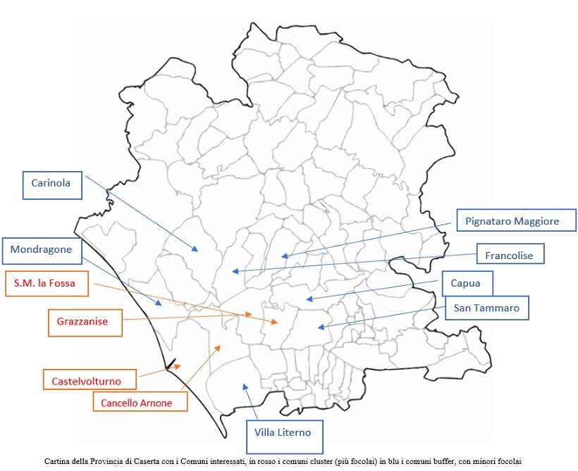 Cartina della provincia di Caserta