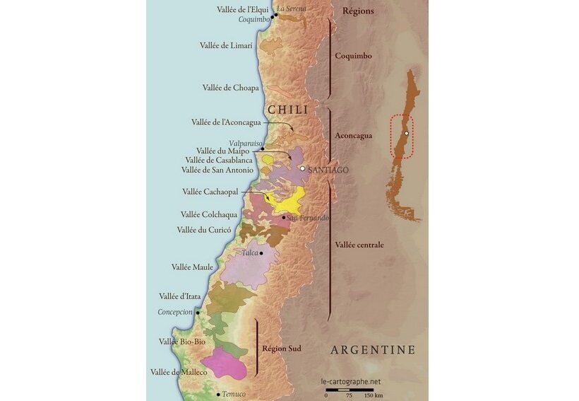Mappa viticola del Cile