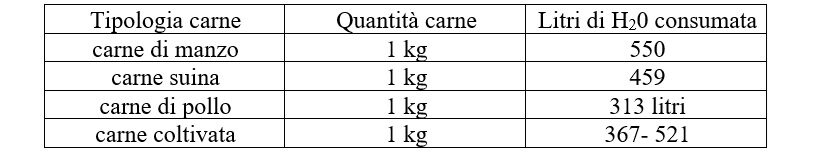 Acqua consumata nella produzione di carne