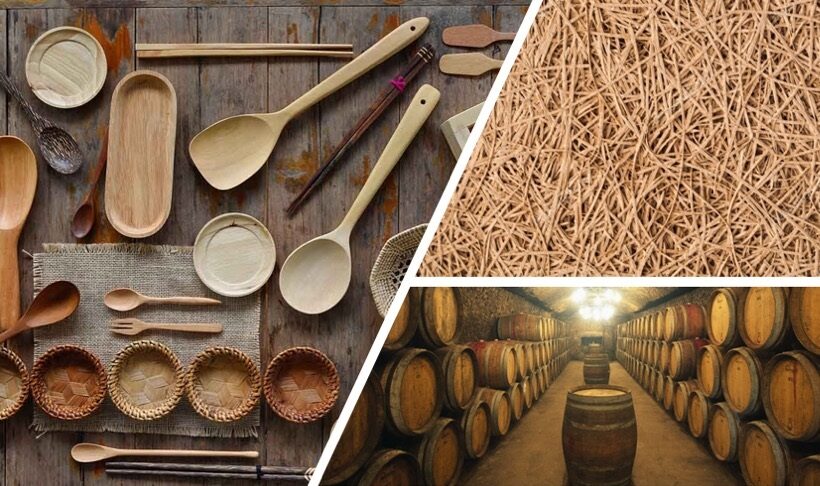 Il legno con gli alimenti